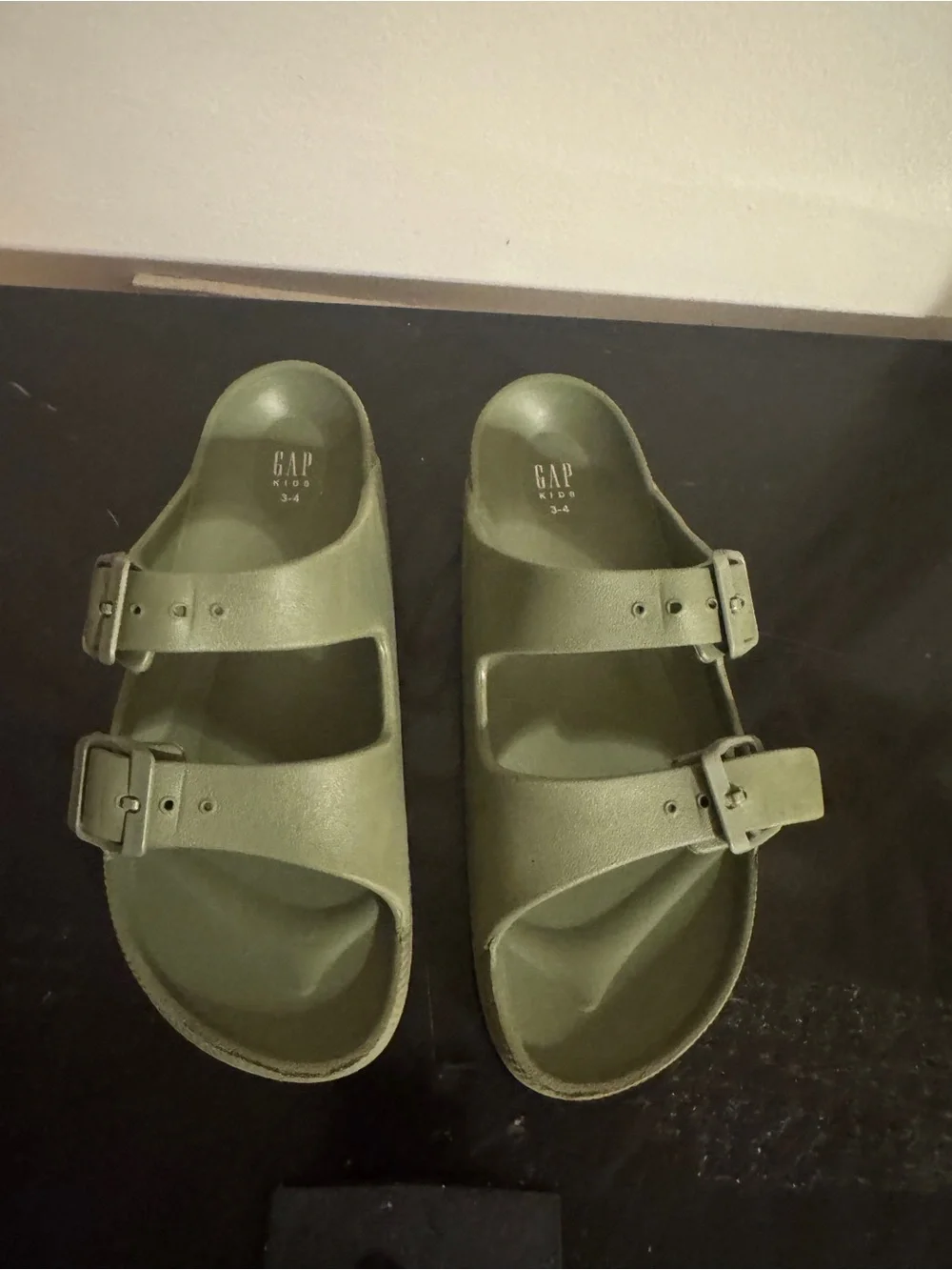 Old Navy Olive Green Double-Strap Kids Slide Sandals